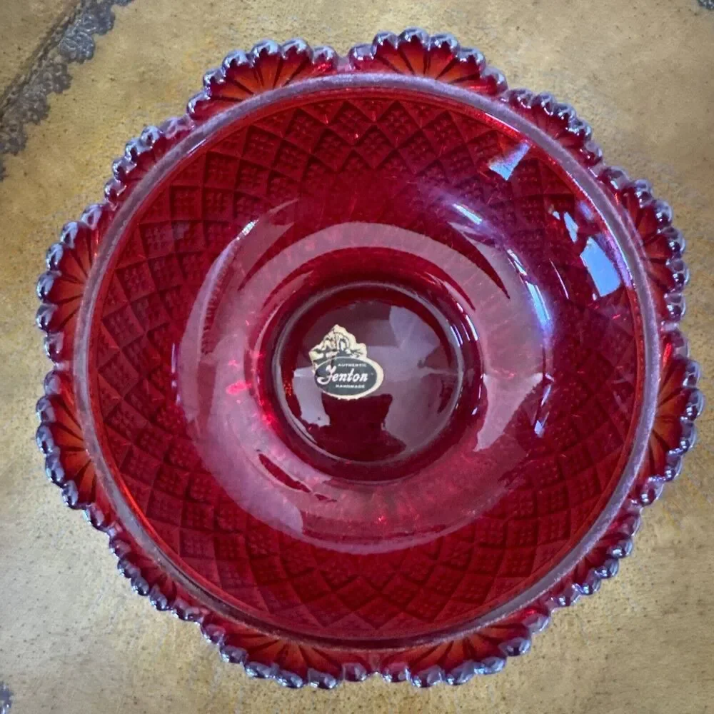 Vintage Fenton Red Orange‎ Carnival Candy Dish Sugar Bowl Replacement *read